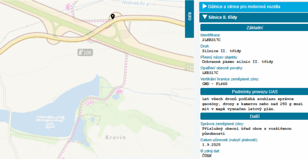 ochranné pásmo silnice- DroneMap